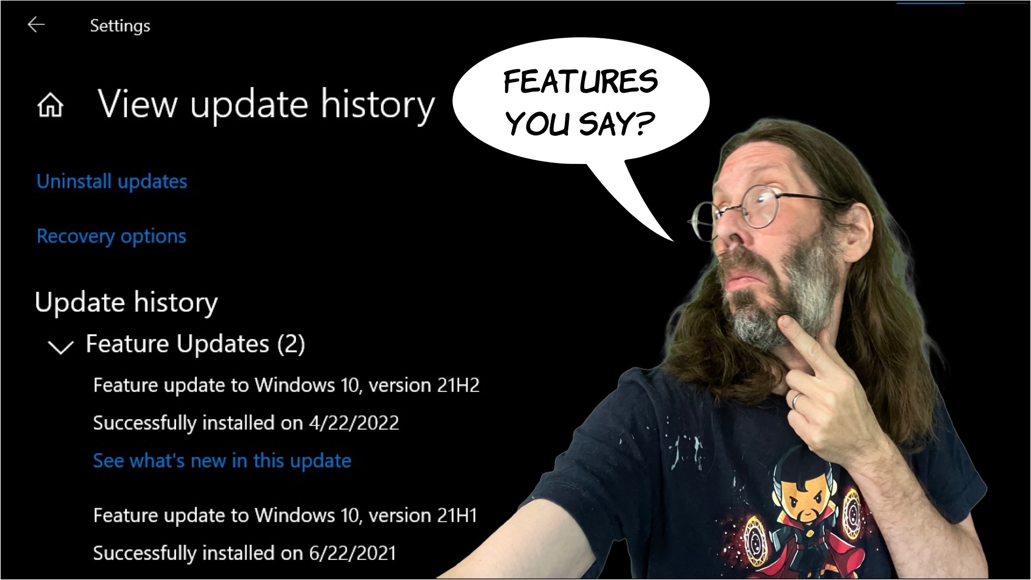 21H2 View Update History Windows Feature Updates