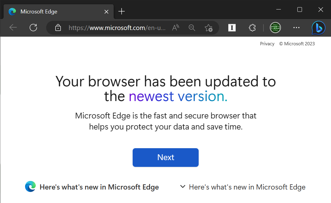 Your Browser Has Been Updated To The Newest Version