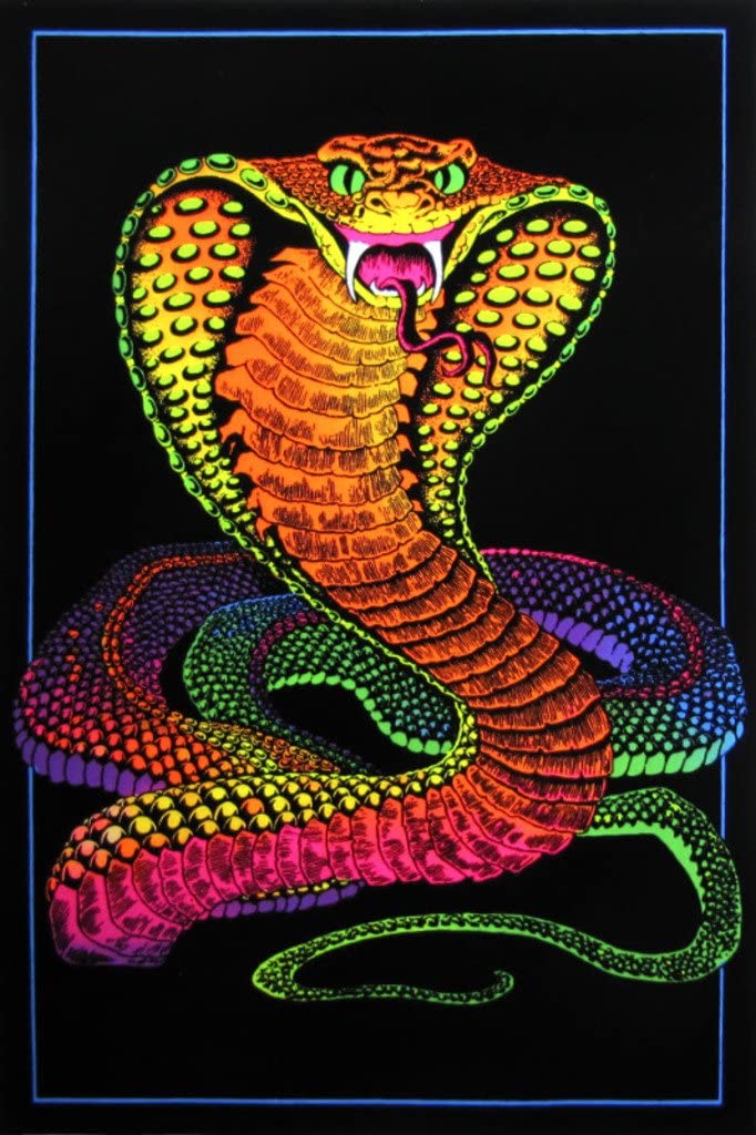 Fluorescent Ultraviolet Psychedelic Blacklight Snake Cobra Poster