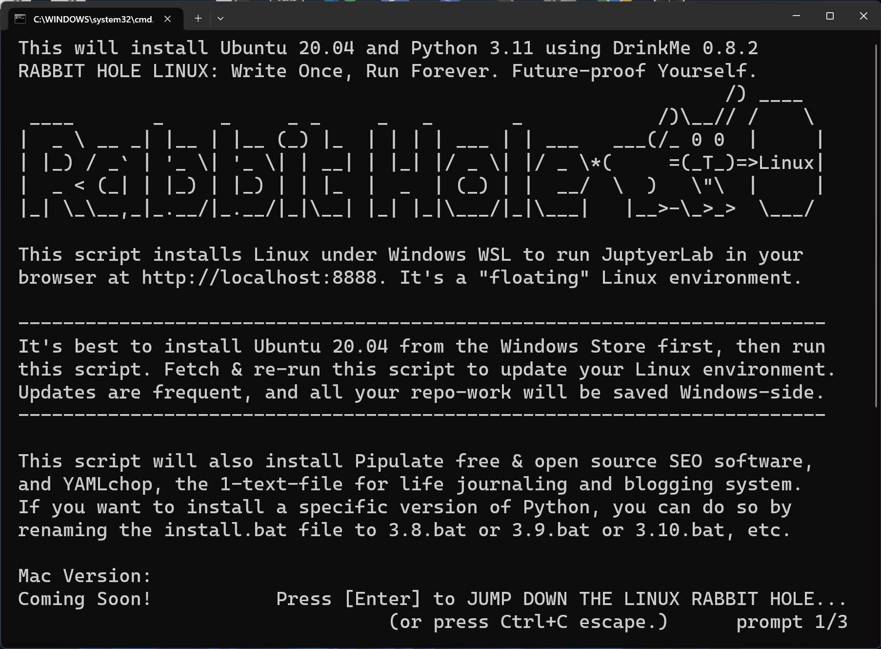 Rabbit Hole Linux Screen 1