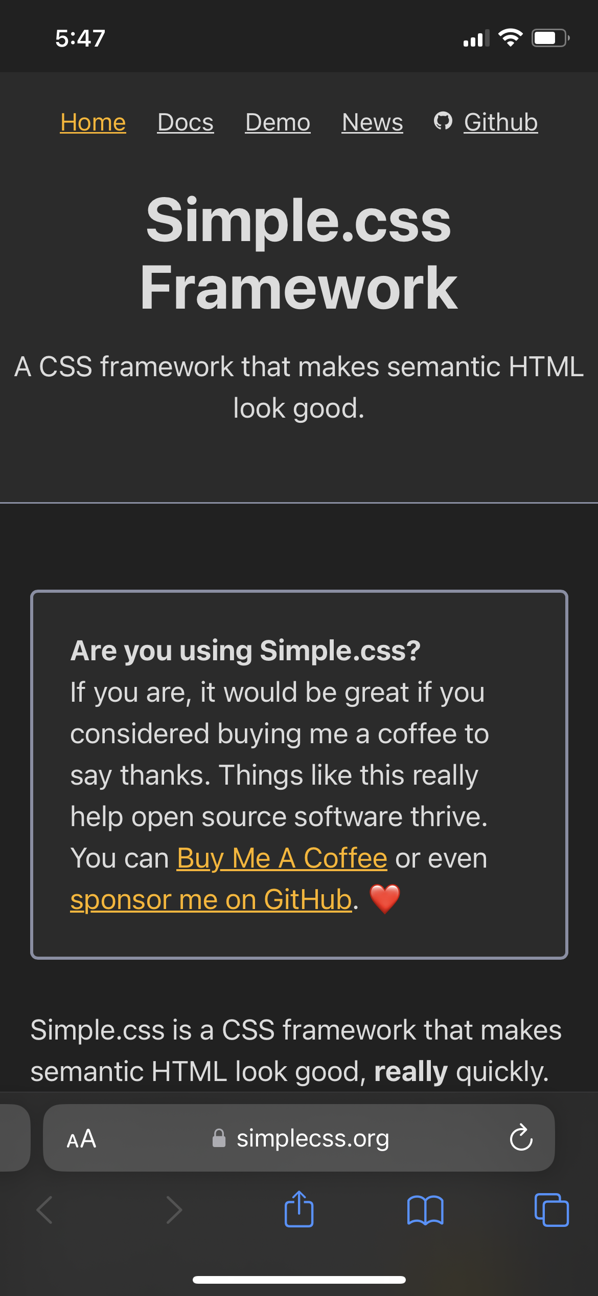 Simple CSS Minimal CSS Framework Default