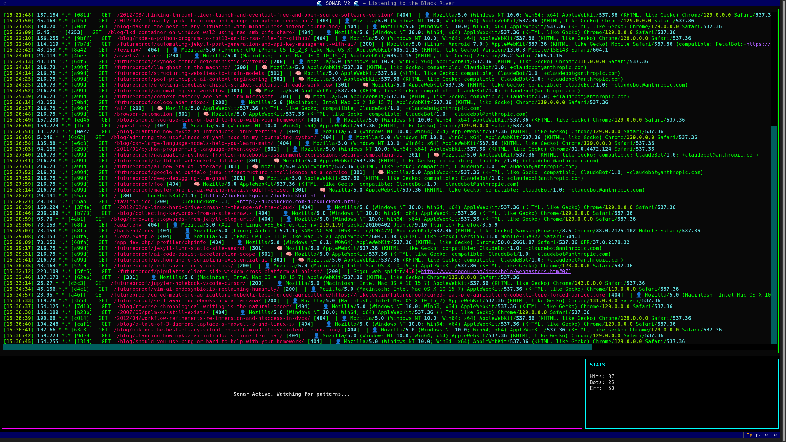 Streaming Real-time nginx weblogs